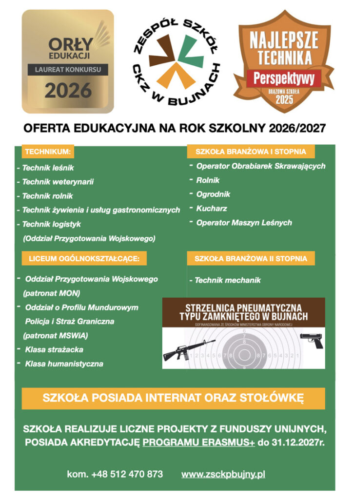 Oferta edukacyjna szkoły na rok szkolny 2026/2027