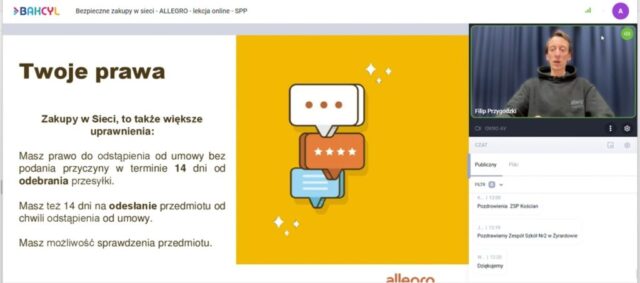 Slajd z informacjami o prawach konsumenta podczas zakupów online.